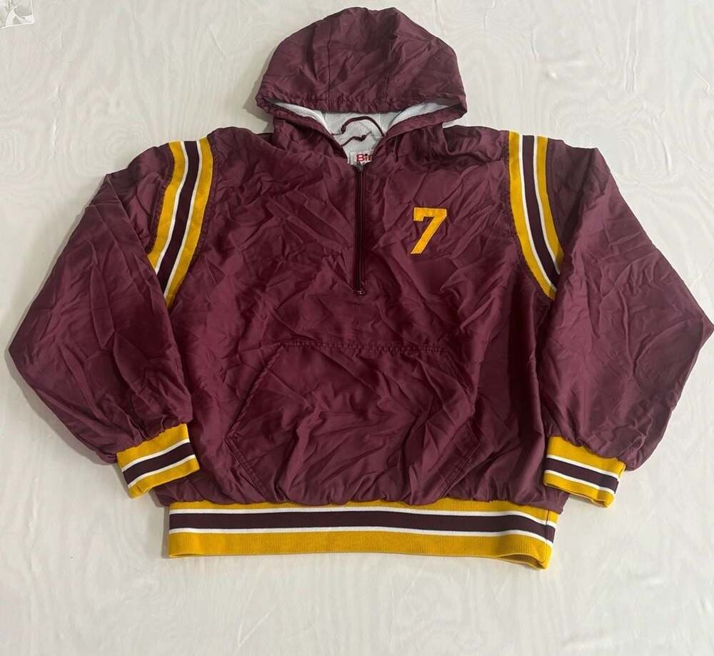 Vintage Birdie Hooded Windbreaker Prairie Wrestling Jacket Maroon Yellow